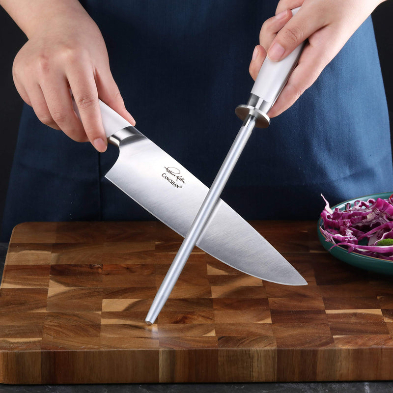 Cangshan Thomas Keller Signature Collection, Diamond Coated 8-Inch Honing Steel, White
