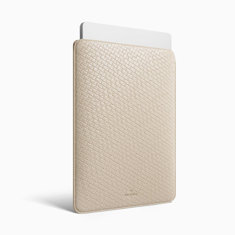 Comfyable 13 Inch Woven-Look Laptop Sleeve, Compatible with 13" MacBook Air M5 2026, MacBook Neo & MacBook Pro M2 2022, Slim Faux Leather Computer Case, Beige For 13" MacBook Pro & Air & Neo