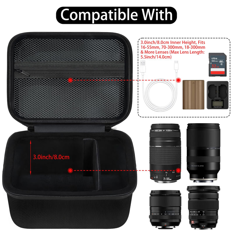 Case for Sony Alpha 7 II III IV/ 7R V Full-Frame Mirrorless Camera Fits 16-50mm/18-300mm Lenses With Adjustable Dividers & Mesh Pocket (Case Only)
