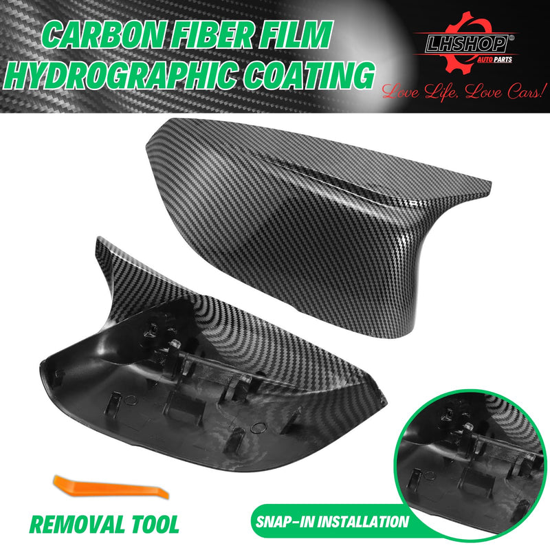 Carbon Fiber Side Mirror Caps for Infiniti Q50 Q60 Q70 QX30 QX50 Q50L Accessories, Passenger Driver Side View Mirror Cover Replacement Car Exterior Body Tuning Parts & Trim - 1Pair (Left-Right) Carbon Fiber Pattern