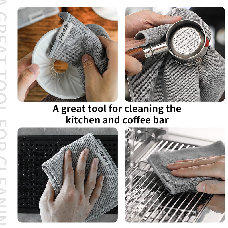MHW-3BOMBER Barista Towels for Espresso 4Pack, 11" Microfiber Barista Cloth Espresso Cleaning Towel for Coffee Bar - Coffee Cleaning Accessories fit Espresso Machine|Steam Wand|Countertop CT5322