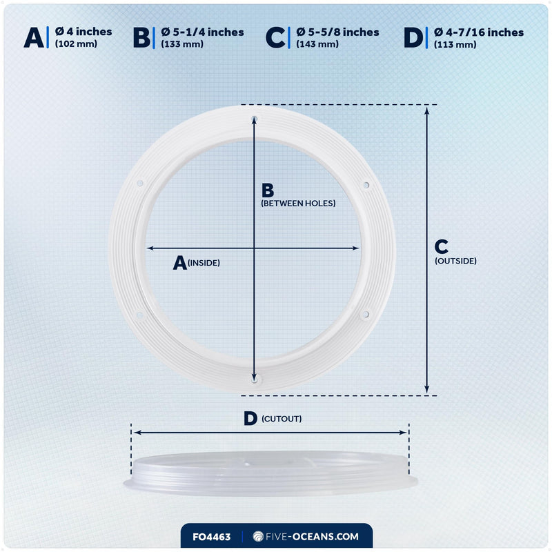 Five Oceans 4" Boat Hatch, Marine Round Inspection Deck Plate Hatch with Detachable Clear Lid, UV-Resistant ABS White Plastic, for Pontoon, Fishing Boat, Bass Boat, Yacht, RVs, Caravan - FO4463 4 Inches