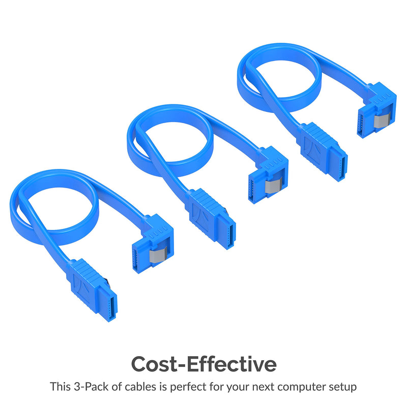 SABRENT SATA III (6 Gbit/s) Right Angle Data Cable with Locking Latch for HDD/SSD/CD and DVD drives (3 Pack 20 Inch) in Blue (CB-SRB3)