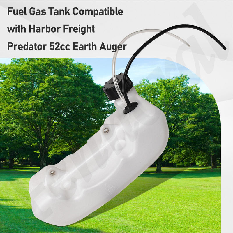 Fuel Gas Tank for Harbor Freight Predator 52cc Earth Auger Carburetor Models 56257 57341, Fuel Tank with Gas Cap and 2 Fuel Lines