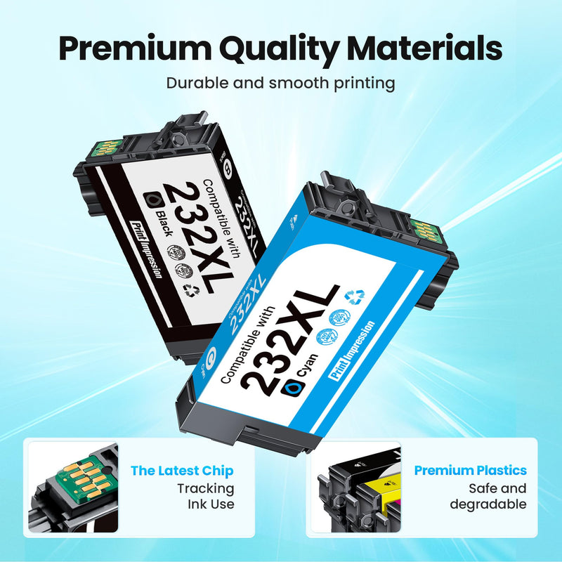 Remanufactured Replacement for Epson 232XL Ink Cartridges Combo Pack 8 Pack | Replacement for Epson 232 Ink Cartridge High Yield Use for XP-4200 XP-4205 WF-2930 WF-2950 (2Black 2Cyan 2Maegnta 2Yellow)