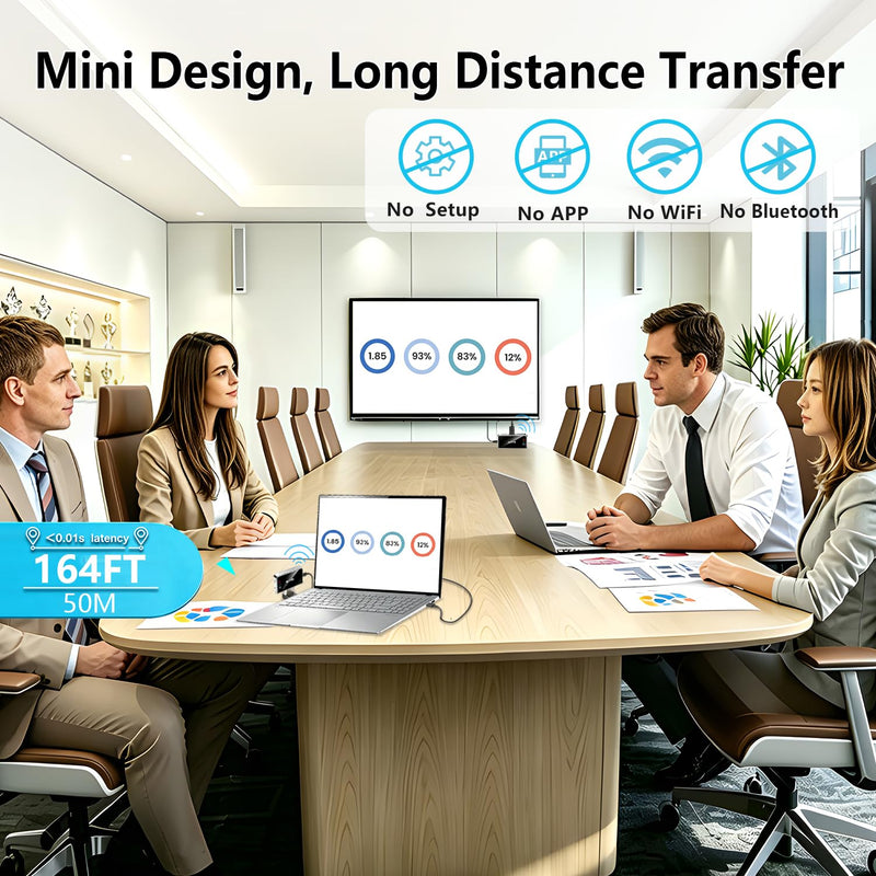 Wireless HDMI Transmitter and Receiver, Plug and Play Extender Kit | Wirelessly transmit video and audio to compatible displays with plug-and-play setup, LED guidance and efficient cooling. Silver