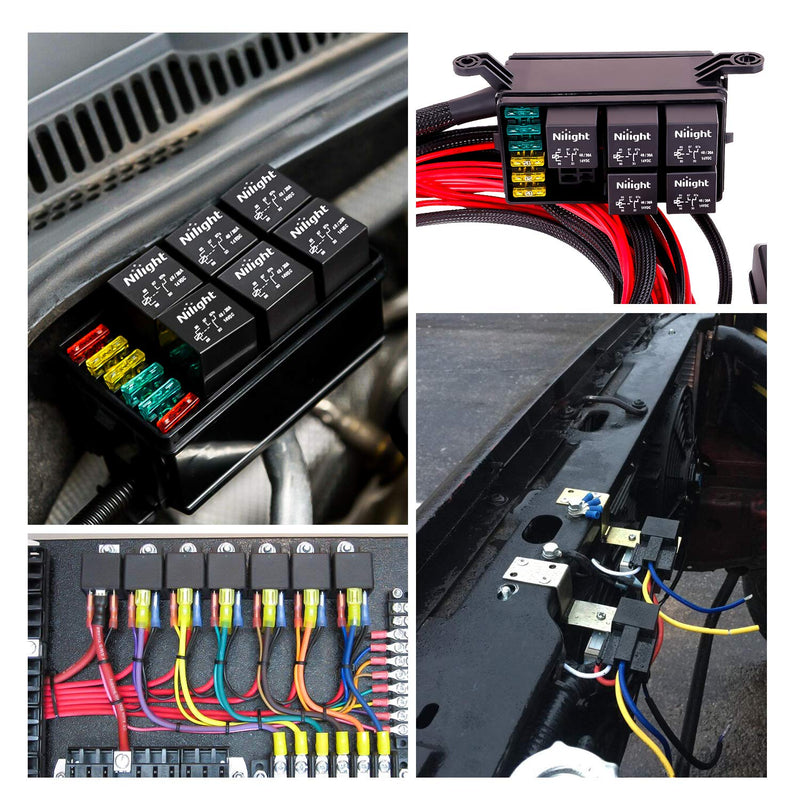 Nilight 10 Pack SPDT 5PIN Electrical Relays 12V 30/40 Amp 5-Pin Switch Relay for Automotive Car Truck Marine Boat 5Pin Electrical Relay