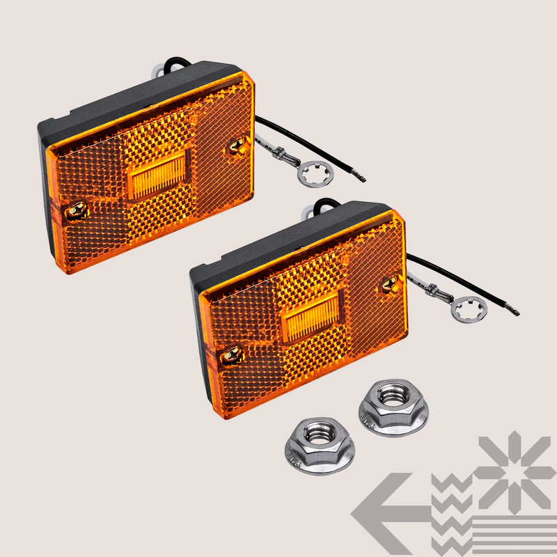 TRUE MODS 2pc 2x3 3x2 Inch Amber LED Stud-Mount Side Marker Light [DOT Certified] [IP67 Waterproof] [ Integrated Reflector] for Utility Boat Trailers Over 80" Camper RV Clearance Light 2 Pack