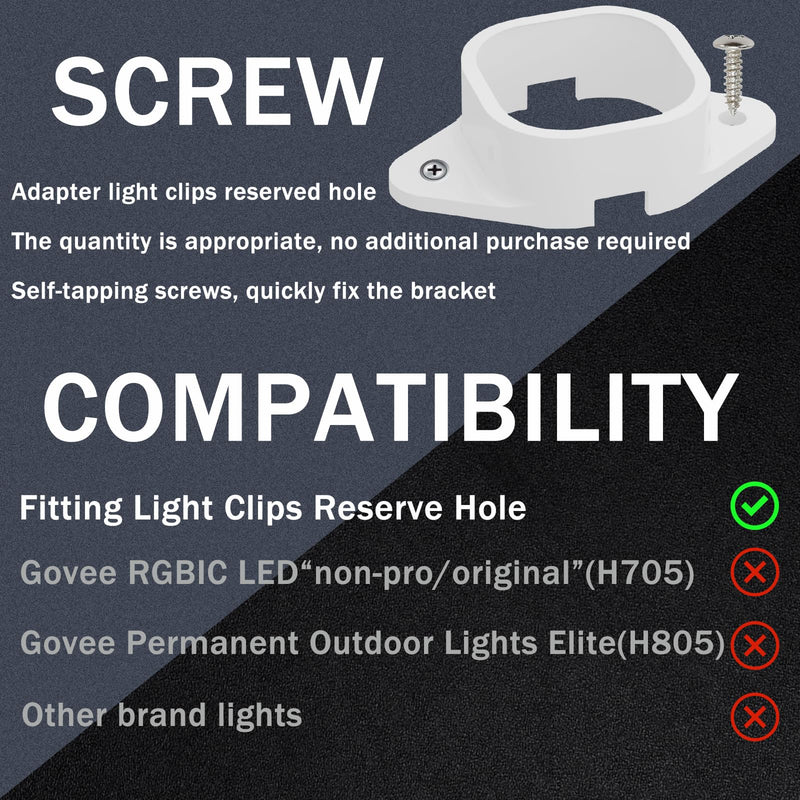 60 Pcs White Light Clips Mounting Brackets for Govee Outdoor Lights H706 ，Firm Installation, 3M Glue Replacement for Govee Pro Permanent Outdoor Lights Extension (60) 60Pcs