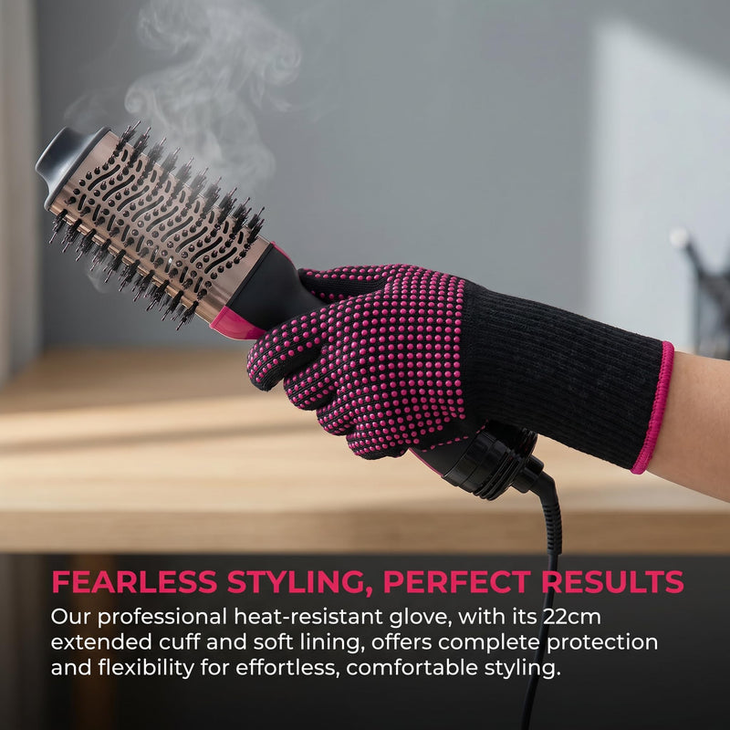 Heat Resistant Glove for Hair Styling, 2 PCS Professional Heatproof Mitts, Heat Protection Gloves with Non-Slip Silicone Bump for Hair Tools, Curling Iron Wand, Flat Iron, Hot-Air Brushes