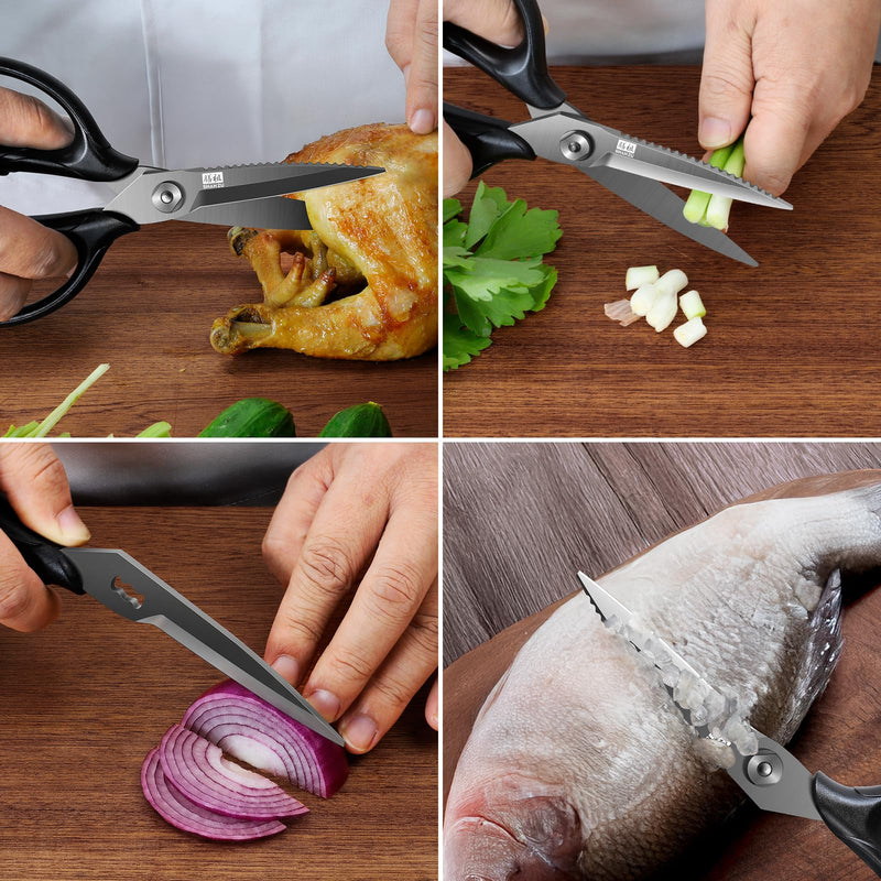 SHAN ZU 8.4" Titanium Heavy Duty Kitchen Scissors - Japanese 5Cr15MoV Stainless Steel Shears, All Purpose Detachable Shears for Meat/Herbs/Poultry, Dishwasher Safe, Gift Box Included (Black) 8.4" Black Titanium