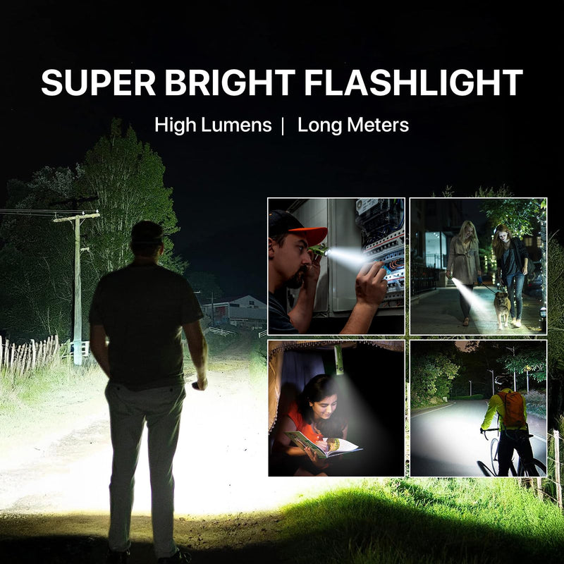 EDC Flashlight Rechargeable,1200 Lumens Ultra Bright Flat Flashlight with 9 Modes, Portable Pocket Flash Lights with UV Light,Magnetic Flash Light for Working Green