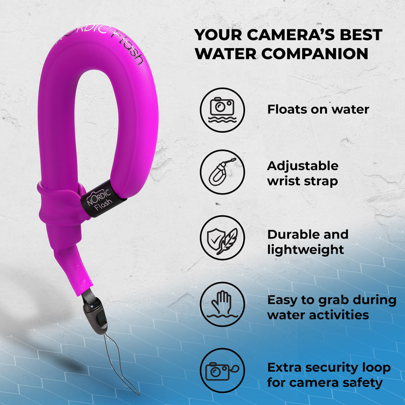 Nordic Flash Floating Camera Wrist Strap – Waterproof Wrist Strap for GoPro, Action Cameras, Waterproof Phone Cases & More Pink Blush 1