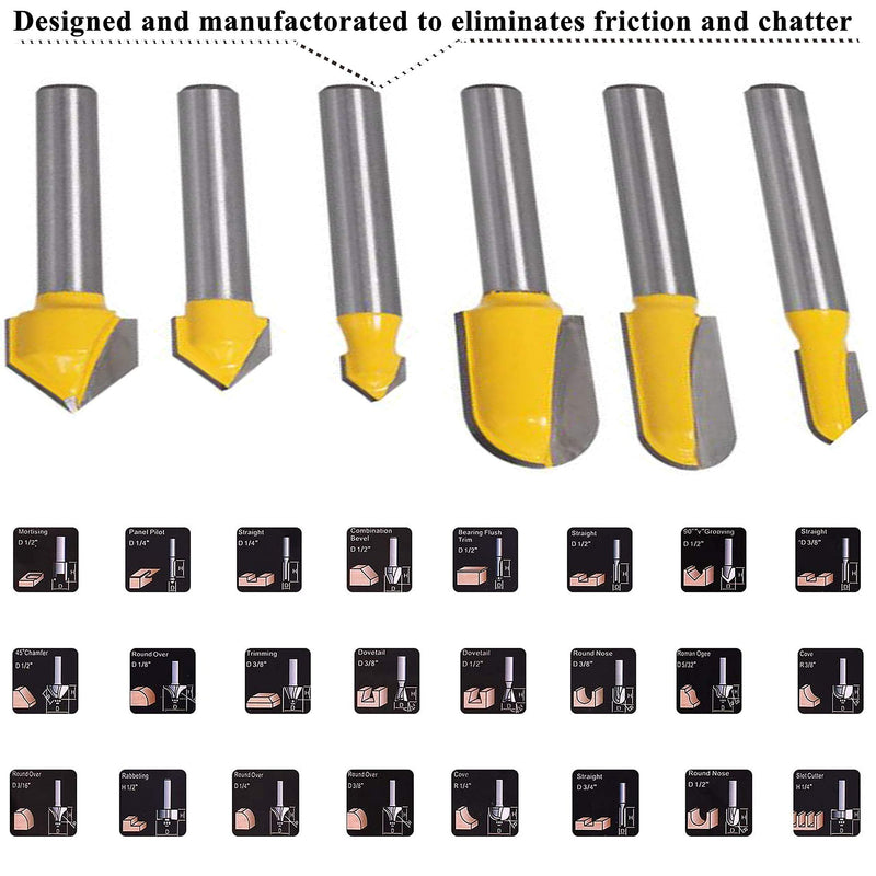 LEATBUY Router Bit Set 1/4-Inch Shank 41 PCS Round Over Panel Cabinet Door Ogee Rail Stile Router Bits Sets Woodworking Wood Cutter Woodwork Carbide Groove Tongue Milling Tool (YT01) YT01