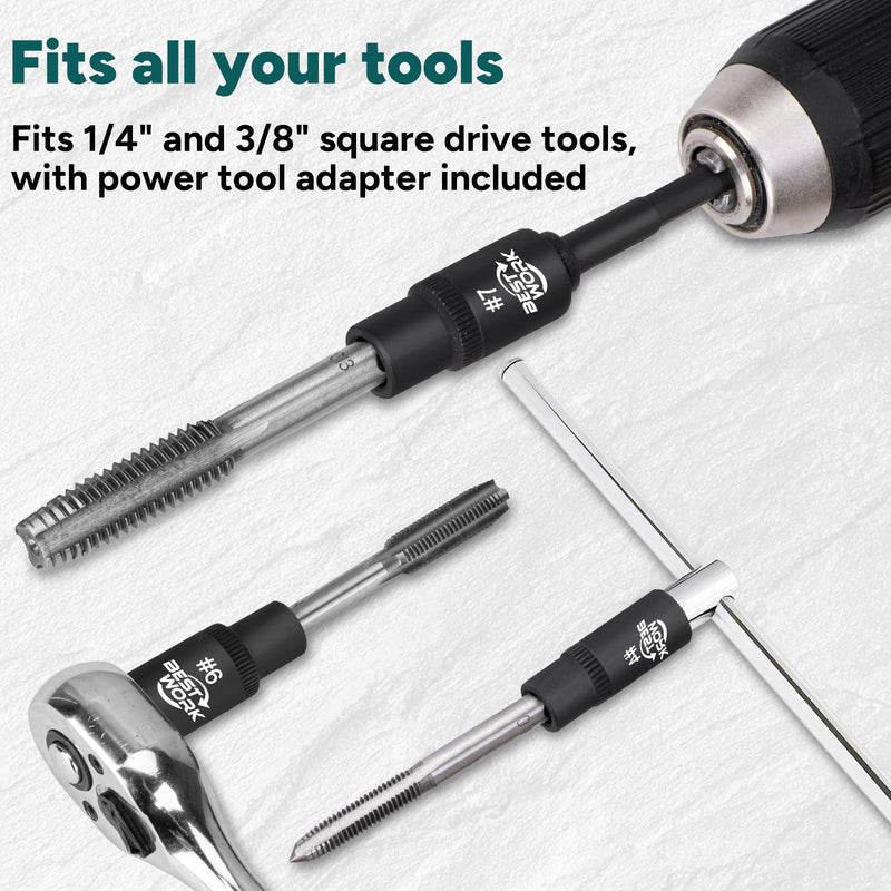12pcs Magnetic Tap Socket Set, 1/4", 3/8" Square Drive Tap Handle Tool Standard