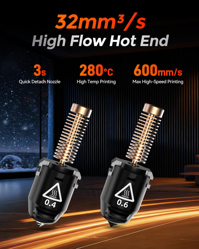 Original FLASHFORGE Adventurer 5M 0.4mm 280℃ Quick-Detachable Nozzle | 32mm³/s Large Flow,High Temp & Fast Speed Printing,3D Printer Extruders Hardess Steel Nozzle,Fit AD5M and Adventurer 5M Pro