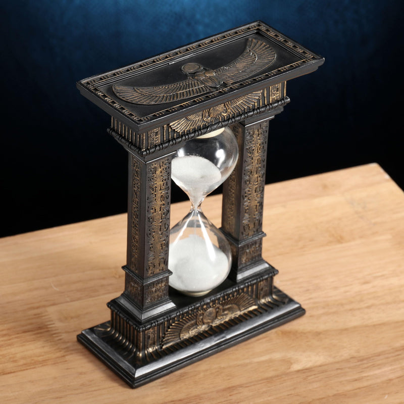 Veronese Design 7 1/8 Egyptian Winged Sun Columns Hourglass Resin Sand Timer 5 Minutes