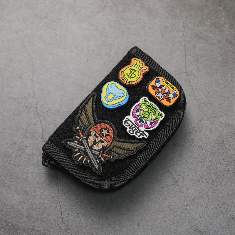 VIPERADE VE20 EDC Pouch Small Pocket Organizer with 8 Compartments, Pocket Tools Pouch with Patches Display Panel, Mini Organizer Bag for Men Black Camo