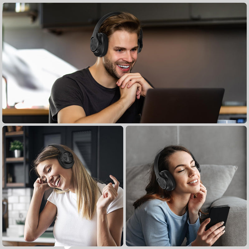 Oraolo Mission 200 Bluetooth Headphones, Over-Ear Bluetooth 5.3 Headset, 3 EQ Modes 60H Playtime, Low Latency HiFi Deep Bass for PC Cellphone Home Black