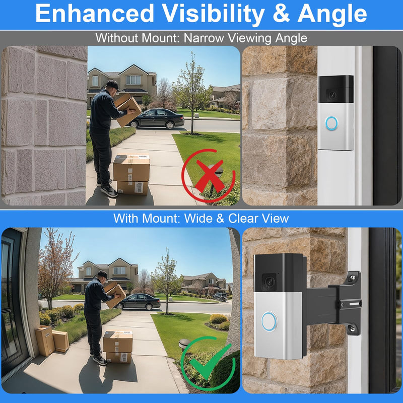 Adjustable 2" to 4.7" Doorbell Extender Mount for Ring (2nd Gen-2020 Release), Brick Mount Extension Doorbell Angle Mount, Brick Wall Mounting Bracket Holder Accessories for Wider View Ring doorbell mount