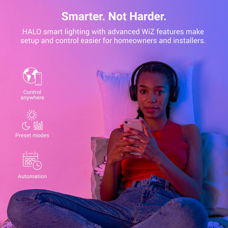HLB6099WZRGBWMWR: HALO 6” Smart Wi-Fi Slim Canless LED Downlight Powered by WiZ Pro, Dimmable Full Color with Smart Home Integration 6 inch No Housing Required: Canless LIGHT