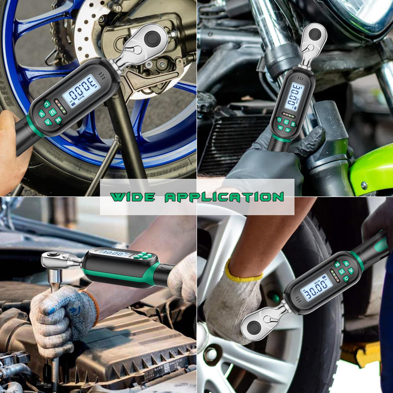 1/4" Drive Digital TorqueWrench, 1.11-22.13 Ft.lb/1.5-30 Nm, Preset Value, Buzzer/LED, ±2% Accuracy, for Gunsmithing, Bike & Motorcycle Maintenance 1/4-Inch 1.1-22.1 Ft-lb/1.5-30 Nm
