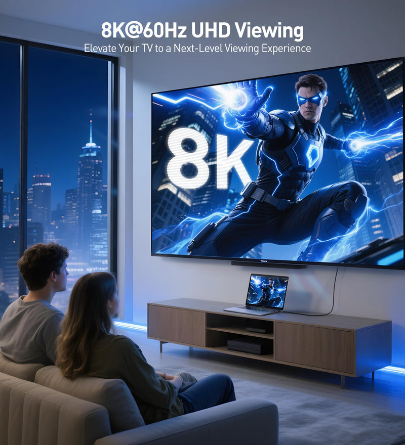 Cable Matters [Ultra High Speed HDMI Certified] 48Gbps Long 8K HDMI Cable 25 ft / 7.6m with 8K@60Hz, 4K@240Hz and HDR Support for PS5, Xbox Series X/S, RTX3080/3090, RX 6800/6900, Apple TV, and More 1-Pack