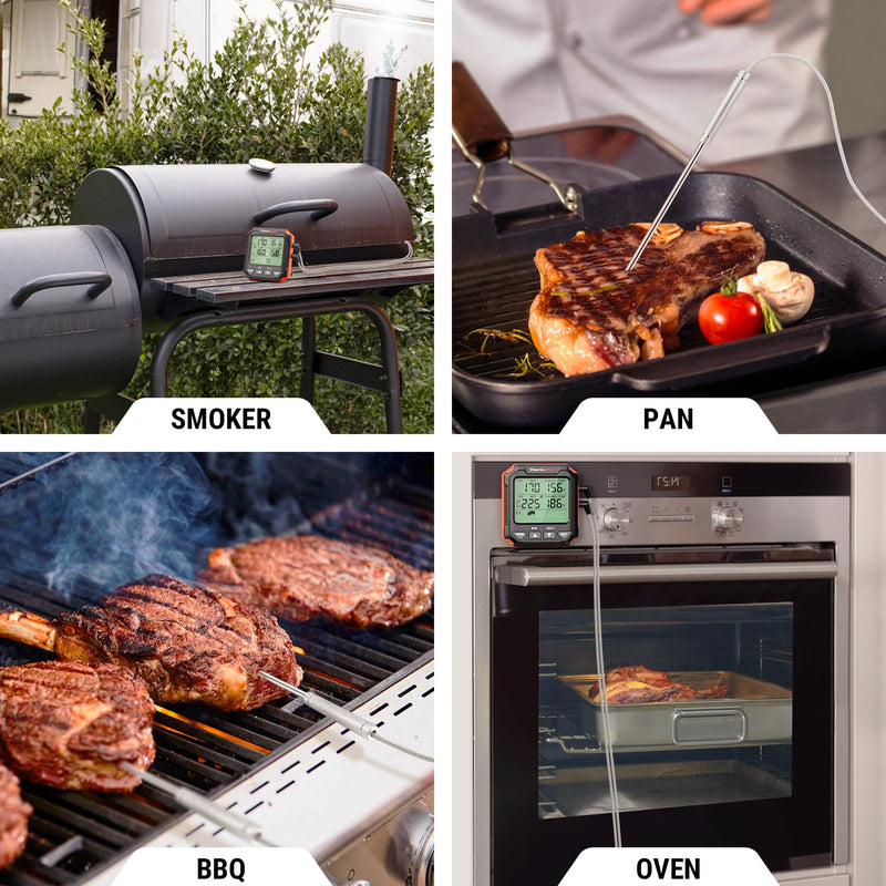 ThermoPro TP717 Digital Meat Thermometer for Grilling, Backlit Grill Thermometer Meat Thermometer Oven Safe with 2 Meat Probes, Food Thermometer for Cooking with Temp Alert for Smoker, BBQ, Oven