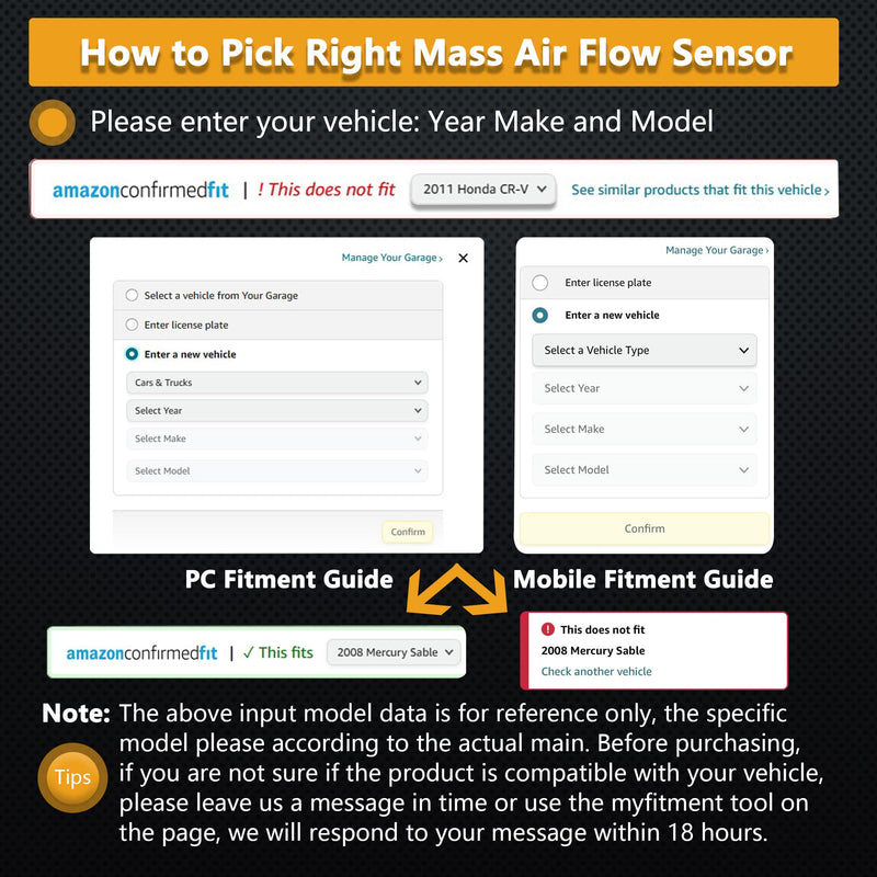 Mass Air Flow Sensor Maf Meter Compatible with Toyota 4Runner 2.7L 1996; T100 2.7L 1994-1997; Tacoma 2.4L 1994-1997; Tacoma 2.7L 1995-1996 Replace OE 22250-75010 2225075010 MAF0053