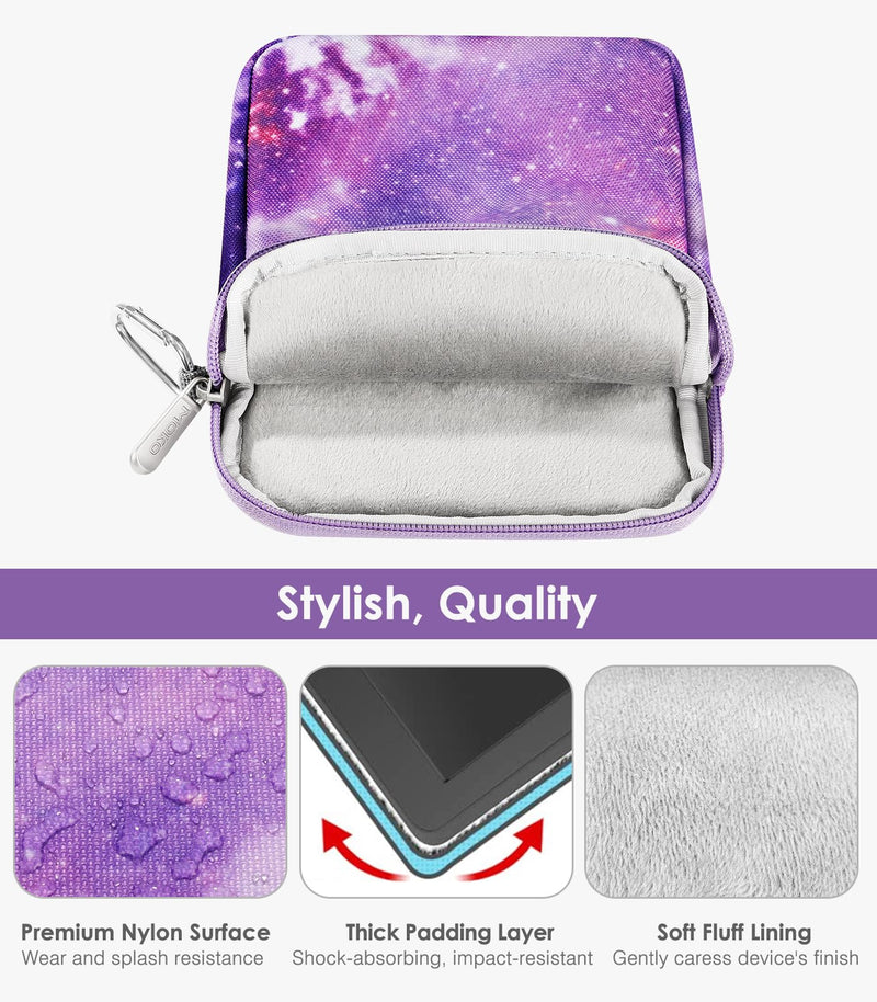 MoKo 6-7 Inch Kindle Sleeve Bag, Protective Nylon Cover Compatible with Kindle Paperwhite 2021, Fire 7 2022, All-New Kindle/Kids (11th Generation) 2022, Kindle Oasis E-Reader, Purple Starry Sky 6.8 inch
