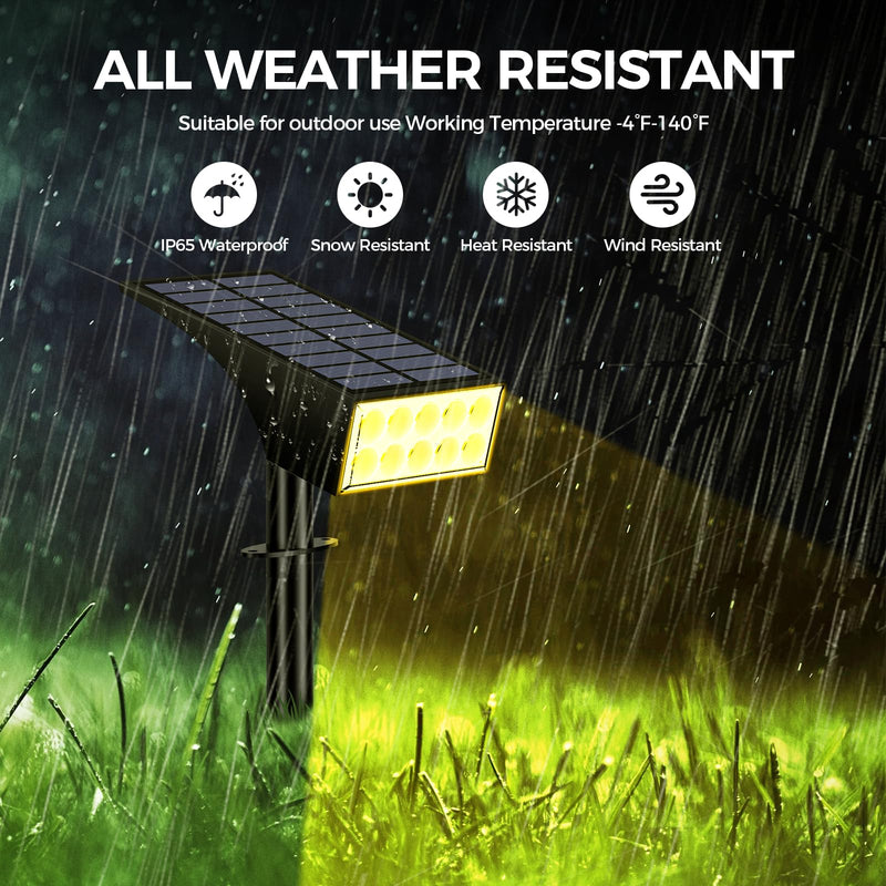 Solar Spot Lights Outdoor Waterproof IP65, Bright LEDs Solar Landscape Lighting for Outside Garden Yard, Solar Powered Spotlights for Accent Uplighting Backyard Statue Palm Tree, 2 Pack/Warm Warm White