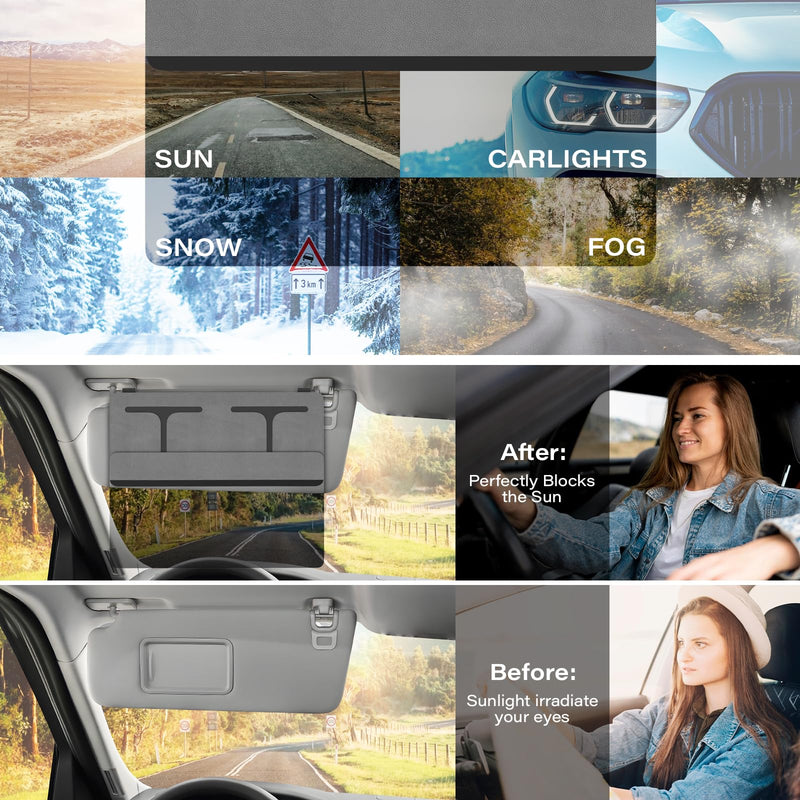 Polarized Car Sun Visor Extender, Upgraded Polarized Extender Sun Blocker UV400, Universal Visor Extension for Car, Adjustable Sun Visor, Glare, UV Protector-Grey GREY