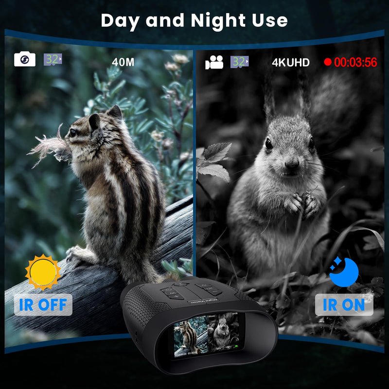 4K Night Vision Goggles for Adults, Photo & Video Recording, 32GB TF Card | Infrared Night Vision Binoculars, Rechargeable Battery, 1968FT Viewing Range for Wildlife Observation, Camping, Security