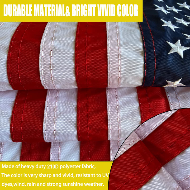 Embroidered Stars American Boat Flag 12.5 x 18 Inch - Heavy Duty Nylon Sewn Stripes US Pontoon Boat Marine Flags Banner with 2 Brass Grommets UV Fade Resistant US Boat Flag