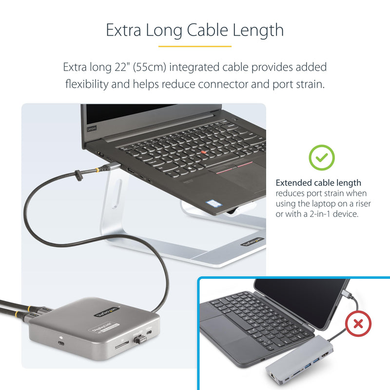 StarTech.com 7-in-1 USB C DisplayLink Dual Monitor Docking Station, Dual 4K 60Hz HDMI Dock for MacBook M1 M2 M3 M4 & Windows, USB 10Gbps Hub, Gigabit Ethernet, SD, 100W PD, 22in (56cm) Cable