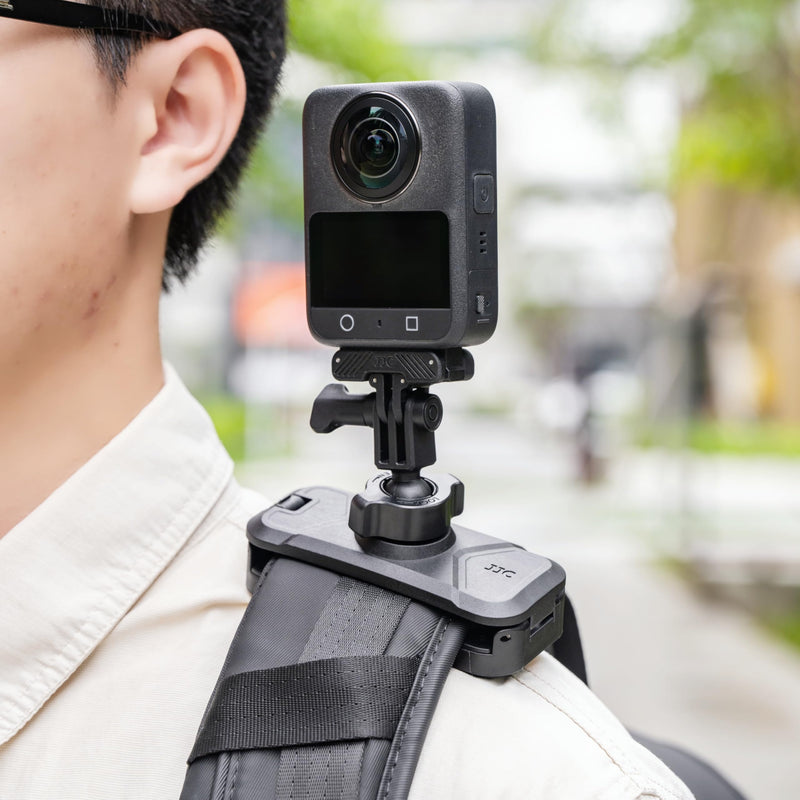 JJC Backpack Shoulder Strap Clip Mount for DJI Osmo Action 6 5 4,Anti-Slip | Ball Head 360° Rotation for Gopro 13 12 11 10 9,for Insta360 Ace/Ace Pro 2,Filrmly Hold Action Cameras on Shoulder Strap Black - for Action Cams