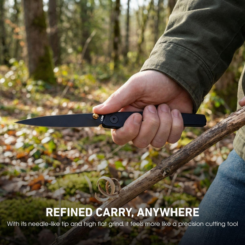 CJRB Lanky EDC Pocket Knife for Men, 3.58" AR-RPM9 Steel Blade Utility Knife with Liner Lock Pocket Clip for Home Office Gifts, Designed by Jake Diaz (J1965) AR-RPM9 Blade & Black Aluminum Handle
