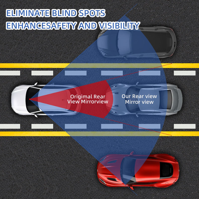 Broadway Rear view Mirror Wide Angle Panoramic Anti Glare Blindspot Accessories Universal Interior Car Convex Mirror for Car SUV Trucks Blue 300mm-Blue