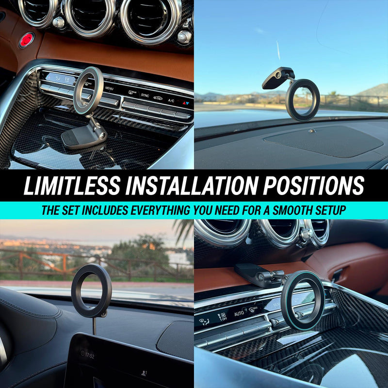 CARMOUNT Adjustable Magnetic Car Mount | Dashboard Phone Holder, 360° Rotation & Tilt, Universal & MagSafe Options (MagSafe Adjustable) MagSafe Adjustable