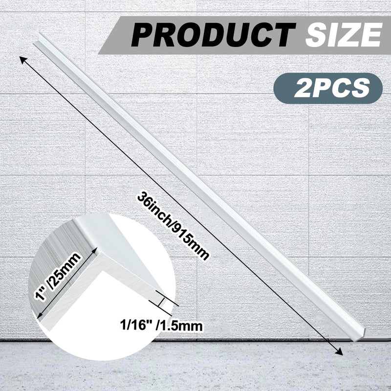 Blulu 2 Pcs Aluminum Angle - 6063 Aluminum Angle Stock, Structural & Architectural Use for Frames, Corner Guards, Railings, DIY Projects(36" Long X 1" Wide X 1/16" Thick) 36" Long X 1" Wide X 1/16" Thick