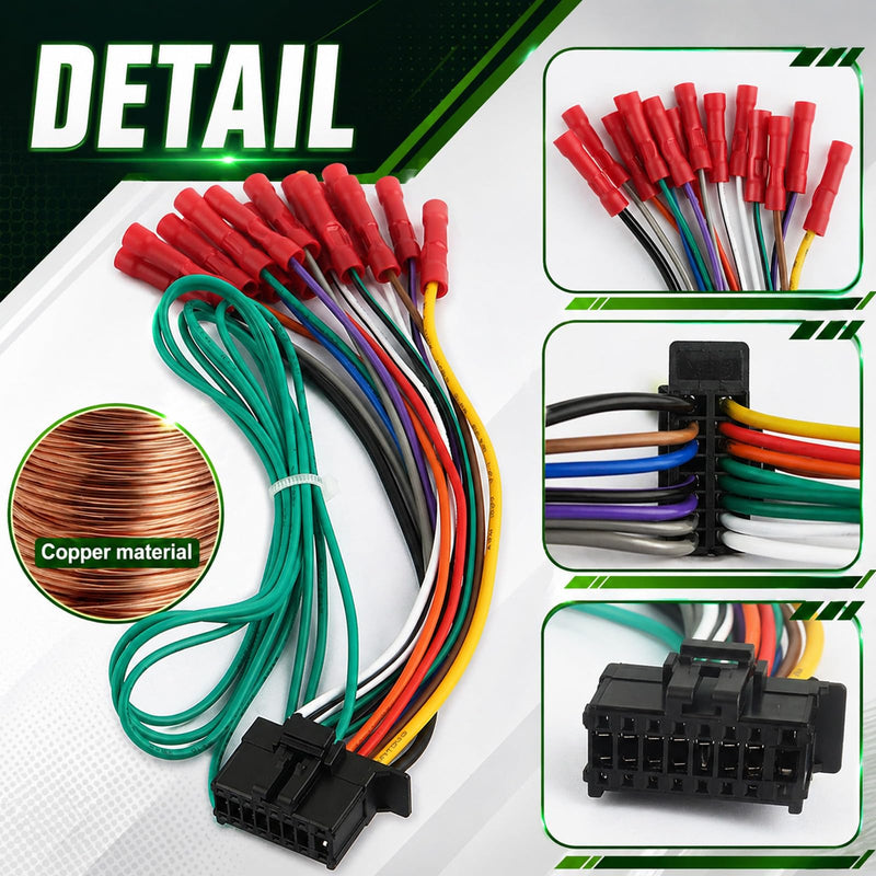 16 Pin Radio Wiring Harness Replacement,Stereo Wiring Harness Connects Stereo to Car Electrical System,Wirings Harnesses Compatible with Pioneer DEH AVH AVIC MVH FH SPH