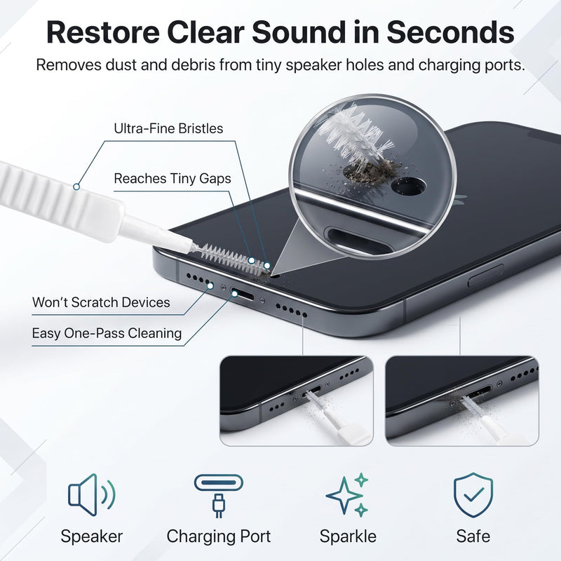 Phone Port Cleaner - 10 Pack Phone Charge Port Cleaning Tool Kit, Cell-Phone Charging Port-Cleaning Kit, Charging Port-Cleaner, Anti-Clogging Mini Brushes for Clean Mobile Speaker, Tablet, Camera