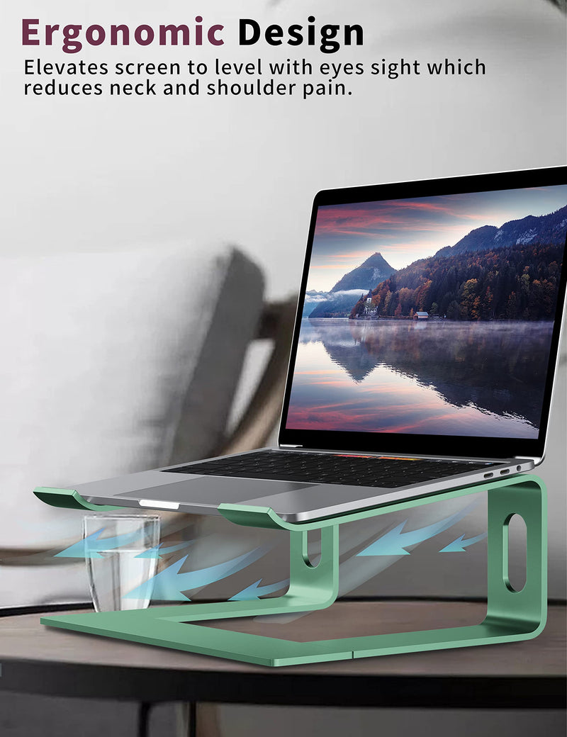 ALASHI Laptop Stand for Desk, Aluminum Computer Riser, Ergonomic Notebook Holder, Detachable Metal Laptops Elevator, PC Cooling Mount Support 10 to 15.6 Inches Notebook, Light Green G-Light Green