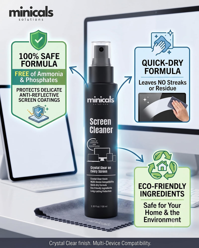 Screen Cleaner Spray with Microfiber Cloth, Laptop Cleaner, TV Screen Cleaner, Electronic & Lens Cleaner Spray, Versatile for Phones, Cameras, Computers, 3.38 fl oz (3.4 fl oz (1 Pack - S-Pro)) 3.4 fl oz Pro