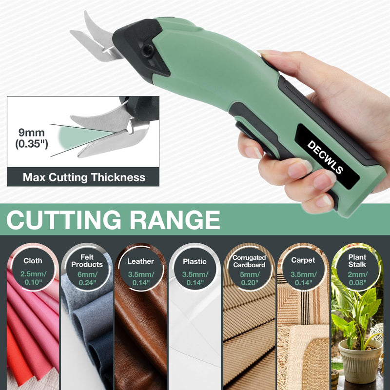 Cordless Electric Scissors for Fabric, 4V Rechargeable Cardboard Scissors with 3 Replaceable Sharp Blades, Electric Shears for Cutting Fabric, Cardboard, Carpet, Leather, Felt