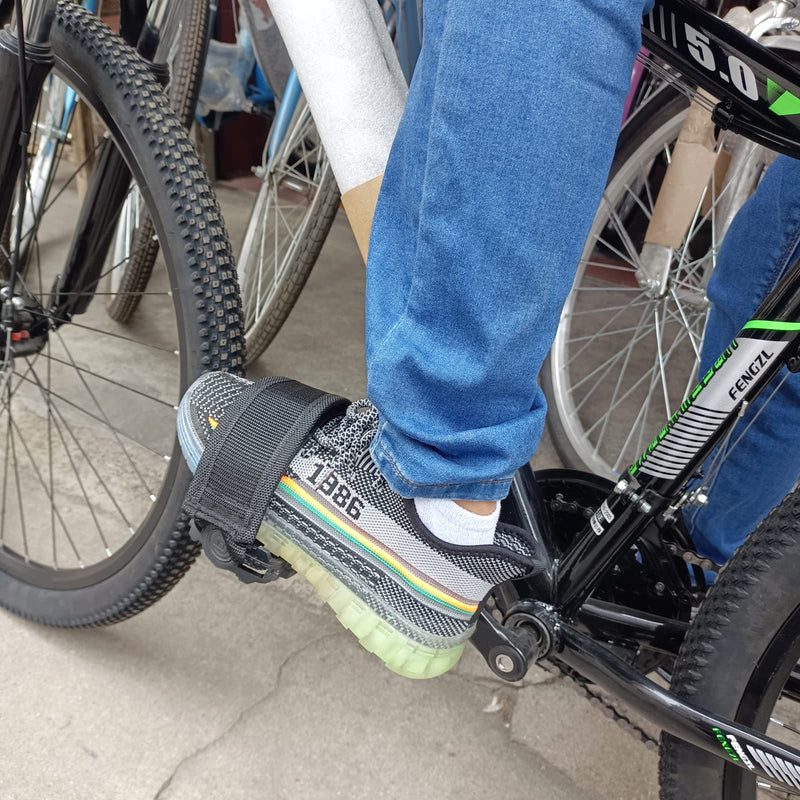 Medsuo 1 Pair Bike Pedal Strap Toe Clips Straps Tape Adjustable Anti-Slip Double Adhesive Bicycle Feet Straps - Black