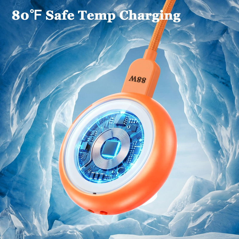 【5W】 Magnetic Charger for Apple Watch 11, 88W Cable iWatch Charger Adapter | Portable Wireless Charger ,Compatible with Apple Watch Series 11/10/9/8/7/6/5/4/3/2/SE/SE2/Ultra2/Ultra，NO Battery ,Orange Orange