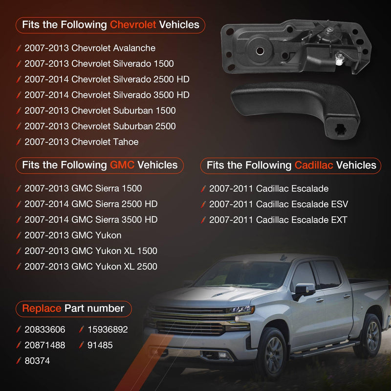 Interior Door Handle Front Left Drivers Side Compatible with 2007-2014 Chevy Silverado 1500/2500/3500 Tahoe Suburban Avalanche GMC Sierra Yukon Cadillac Escalade ESV/EXT,Replaces OEM# 20833606, 80374 Driver Side