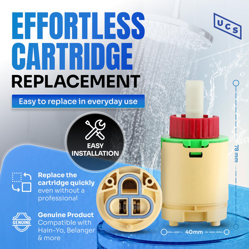 HJ-40 (JL01GJ) Hain-Yo, Huntington Brass, Vima Decor Faucet Cartridge Replacement - 40mm Diameter Shower Cartridge - Easy Installation HJ-40 (JL01GJ)