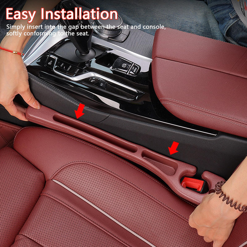 2PCS Car Seat Gap Filler Organizer – No Drop Seat Guard for Cars & SUVs | Universal Fit, Durable & Easy Install | Prevents Phone, Keys, Wallet from Falling Between Seats (Black) Black